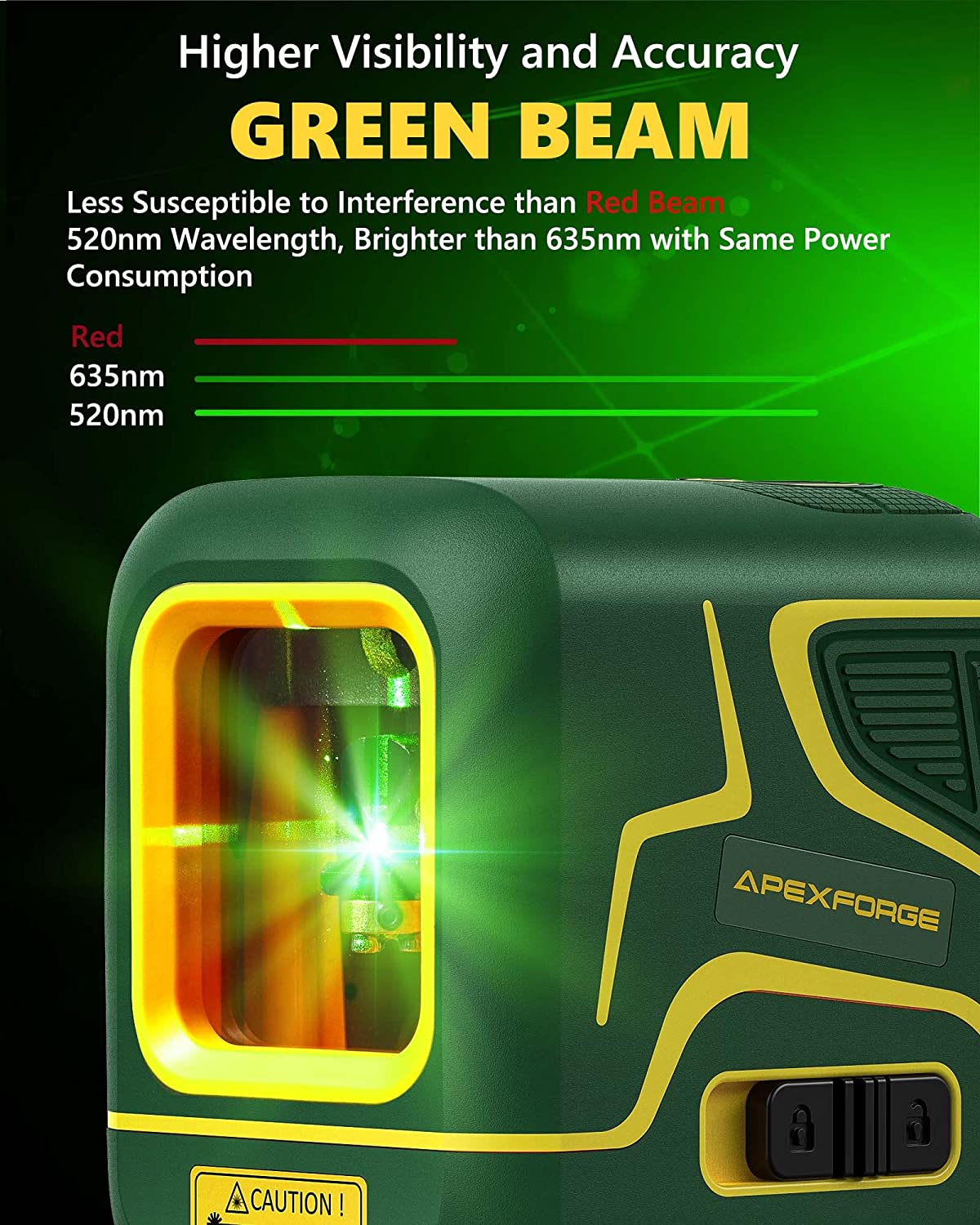 APEXFORGE X1C Cross Line Laser Level, with Rechargeable Battery, 100ft