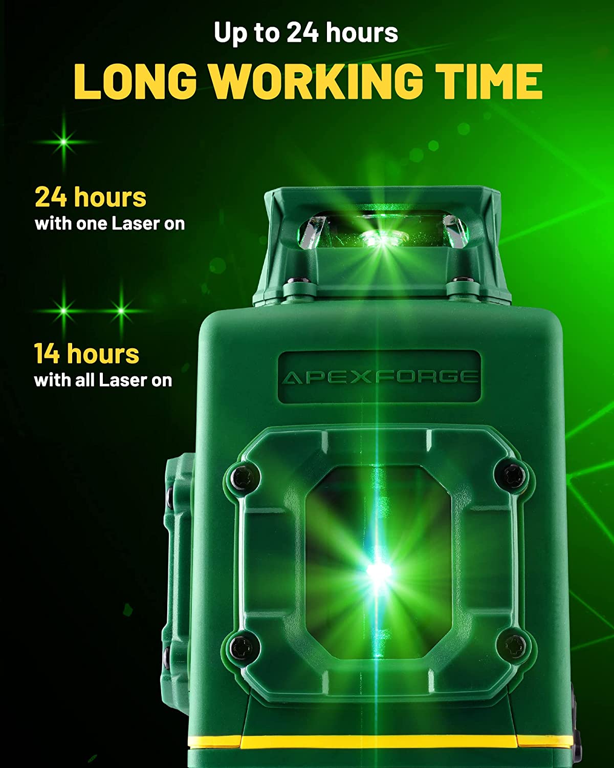 APEXFORGE X5 Self Leveling Green Laser Level, 360° Laser Tool, 5.2Ah R